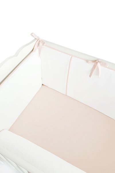 Piamom طقم حماية من الصدمات/الجانب لسرير الأطفال مقاس 60x120 أوف وايت-سلمون/بودرة