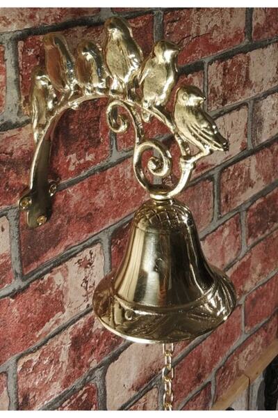 HOUSE2HOME Handmade Brass Door Bell with Birds, 6 Bells with Birds, Yellow