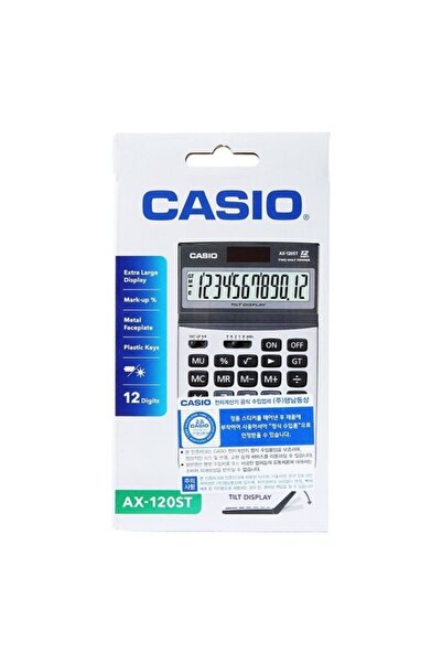 Casio Ax-120st 12 Hane Oynar Başlıklı Masa Üstü Hesap Makinesi