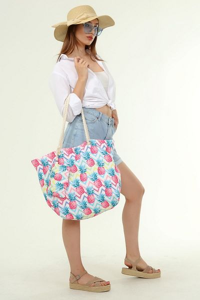 ICONE BAG Γυναικεία τσάντα παραλίας με σχέδιο ανανά - Λεπτομέρεια πορτοφολιού