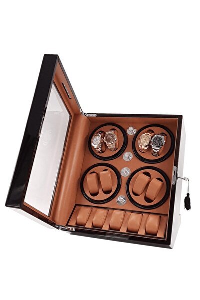 STAND MARKET صندوق تعبئة الساعات الأوتوماتيكي باللون البني البيانو 8 5