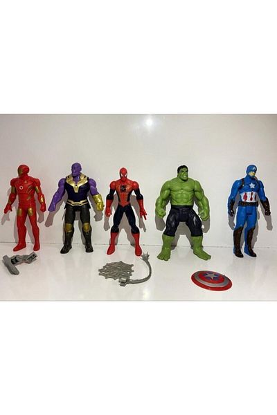 Kardelen Bade Toy 5-Piece Medium Size Avengers Heroes Set Figure Hulk Thanos Spider