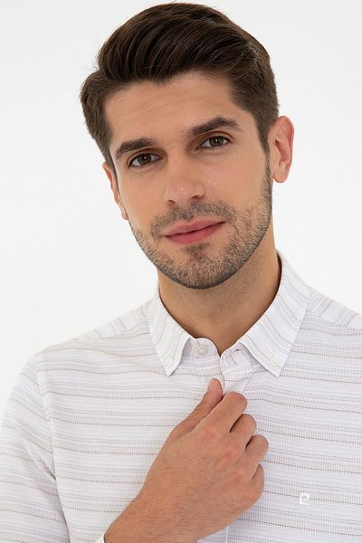 Pierre Cardin Μπεζ ανδρικό πουκάμισο G021GL004.000.1294468