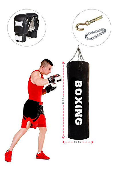 Spor Byfit 120 Cm X 35 Cm Siyah Boks Torbası Boks Eldiveni Tavan Kancası - 3'...