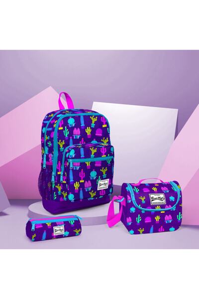 Coral High Kaktüs Modelli 3'lü Okul Çanta Seti