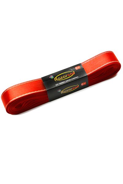 Nazarone Red Satin Glitter Ribbon - 2Cm-10Mt(1102)
