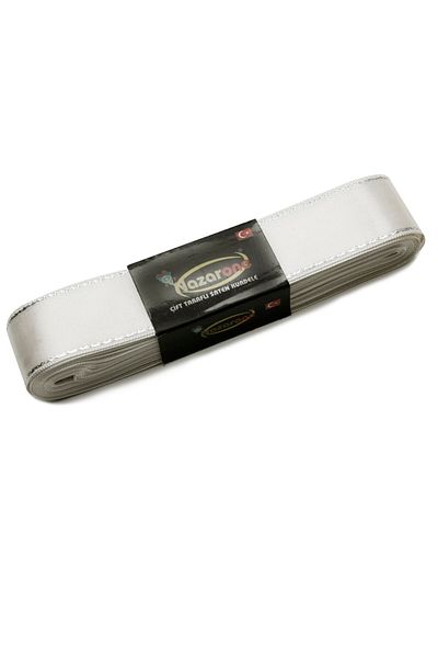 Nazarone Λευκή Σατέν Ασημένια Κορδέλα 3cm-10mt