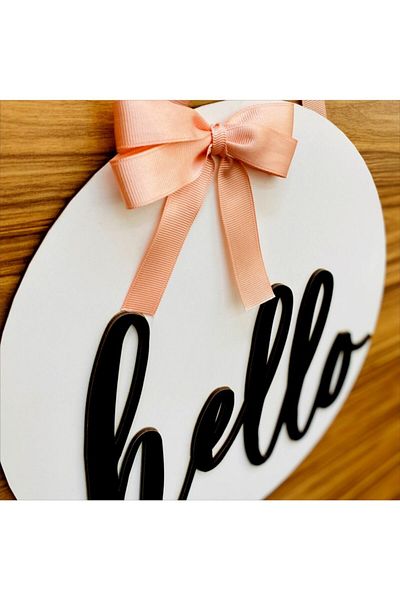 Hediyenikap Hello Wooden Door Ornament
