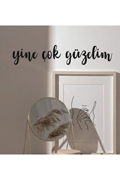 NT Handmade Siyah Ahşap Yine Çok Güzelim Duvar Dekoru - Salon Oturma Yatak Od...