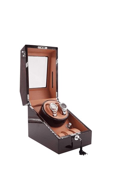 STAND MARKET Automatic Watch Winding Box, Watch Winder Piano Brown with LED System 2 3