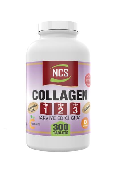 NCS Collagen Type 1-2-3 - 300 Tablets Collagen 1000 Mg Vitamin D and L-Glutathione