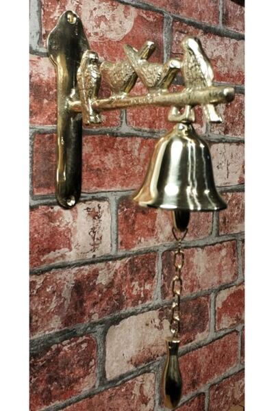 HOUSE2HOME Handmade Brass Door Bell with Bird, 4 Bells with Bird, Yellow