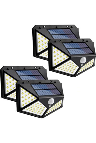 gaman 4 Adet 100 Led Solar Güneş Enerjili Hareket Sensörlü Bahçe Garaj Ev Ayd...