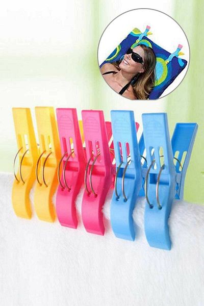 Phigo 2 Pieces Large Size Beach Towel / XL Sunbed Stabilizer Peg / Towel Holder