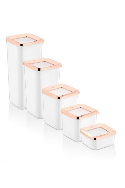 VİP AHMET 30 Piece White Color Copper Lid Storage Container Set