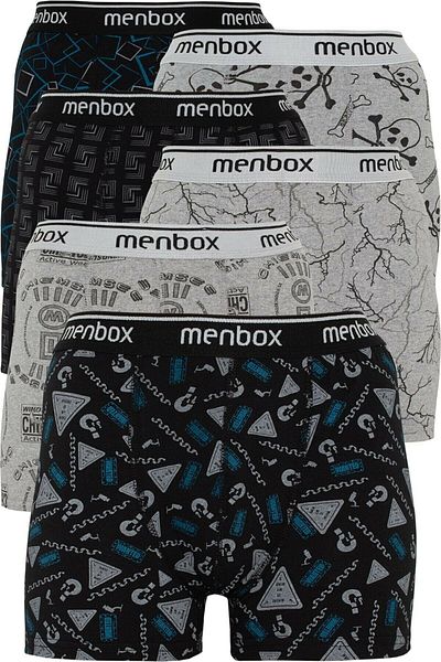 MENBOX Πακέτο 6 ανδρικών μπόξερ με σχέδια Lycra Classic