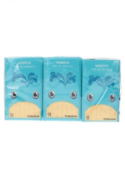 Watsons Mini Hankies 3 Ply 10 Pieces x6 -Whale2399900940119