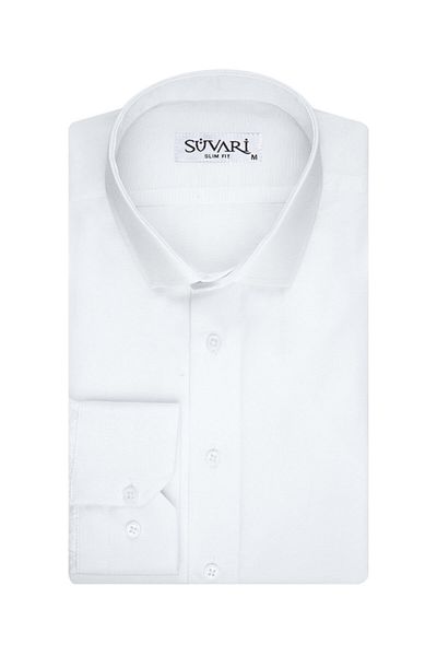 SÜVARİ Cămașă Slim Fit Filafil White pentru bărbați