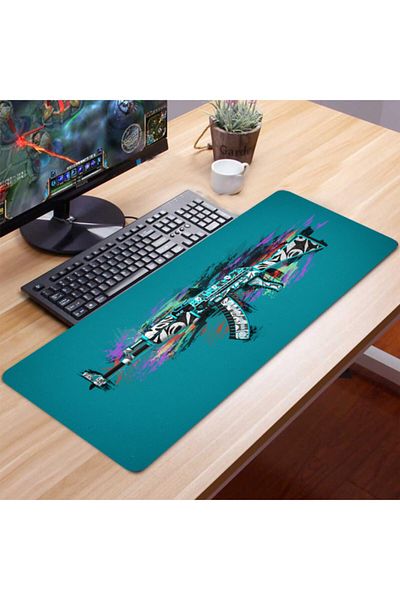 FİTGAME 70x30 Cm Albastru Ak-47 Baza din cauciuc 3mm Mouse Pad pentru jocuri