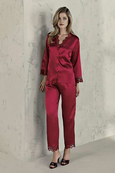 Espuar 450 High Quality Satin Lace Detailed Pajamas Set
