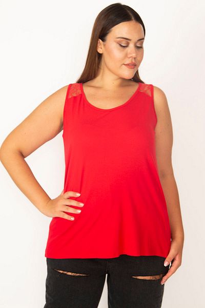 Şans Plus Size Blouse - Red - Regular fit