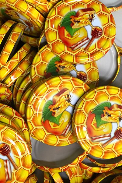 Metal 82 Mm Bee Honeycomb Patterned 50 Canned Jar Lids