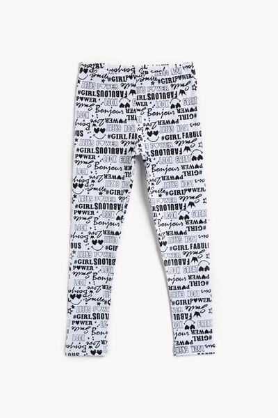 Koton Girl's White Patterned Tights 2KKG47559OK