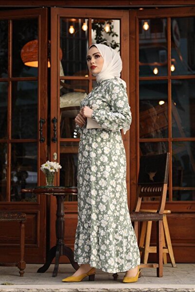 InStyle Φόρεμα υφαντό με σχέδιο Μαργαρίτα - Χακί