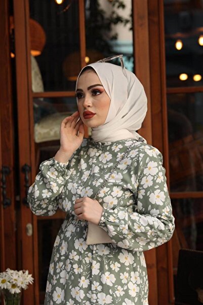 InStyle Φόρεμα υφαντό με σχέδιο Μαργαρίτα - Χακί