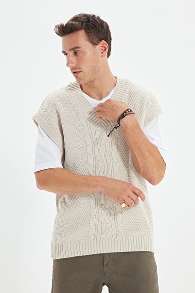Trendyol Collection Sweater Vest - Beige - Regular fit