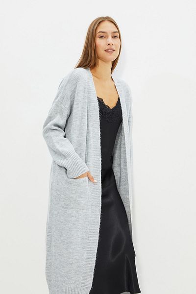 Trendyol Collection Šedý dlouhý pletený cardigan TWOAW21HI0225