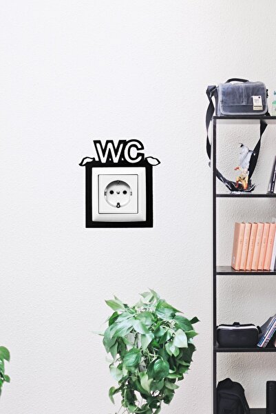 NT Handmade Siyah Ahşap Wc Priz Kenarı - Priz Çerçevesi Ev Dekorasyon Banyo T...
