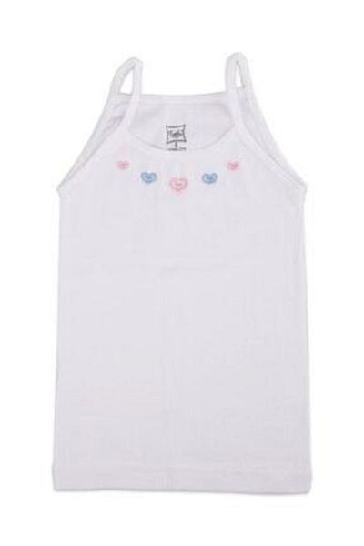 Tutku Girl's Rope Strap Embroidered White Undershirt Set of 2 No:5