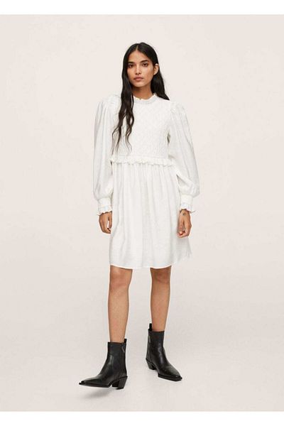 MANGO Woman Women's Ecru Woven Modal Dress