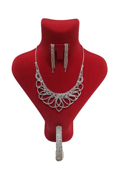 MERİÇ TASARIM Abiye Kolye Küpe Bileklik 3lü Set