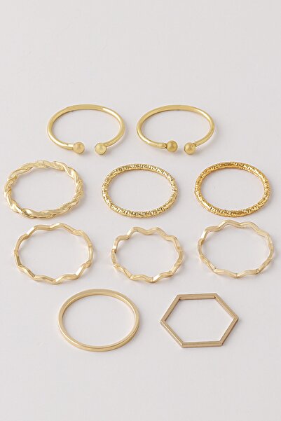 Ervalina 10'lu Yüzük Set Altın Rengi 0030