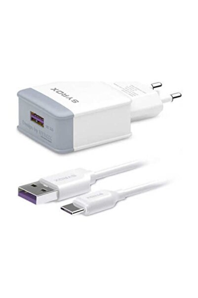 Syrox Samsung Galaxy Note 20 Ultra 5g Uyumlu Type-c Girişli Hızlı Şarj Cihazı Seti Q32 Beyaz