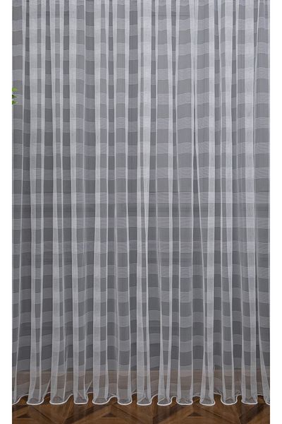 Esse Home Sport Pattern Banded White Plain Tulle Curtain 150x250 Normal Pleat 1/2.5