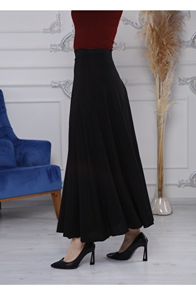 Gül Moda Black Long Skirt with Elastic Waist G029-5s