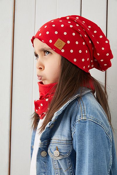 Babygiz Red White Baby Girl Beanie Neck Collar Set Soft 100% Cotton Combed Cotton Trend Series