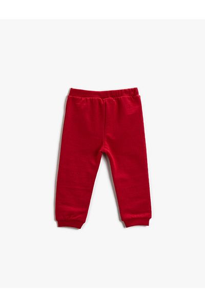 Koton Boy's Red Cotton Sweatpants Printed