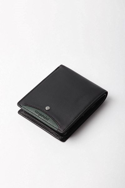 CENGİZ PAKEL Genuine Leather Men's Wallet Black-green-27448t