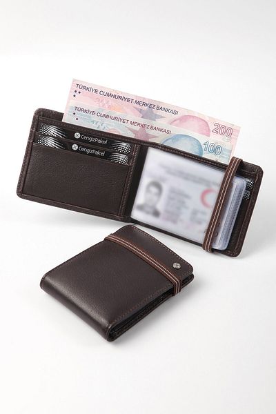 CENGİZ PAKEL Мъжки портфейл от естествена кожа Кафяв-27424т