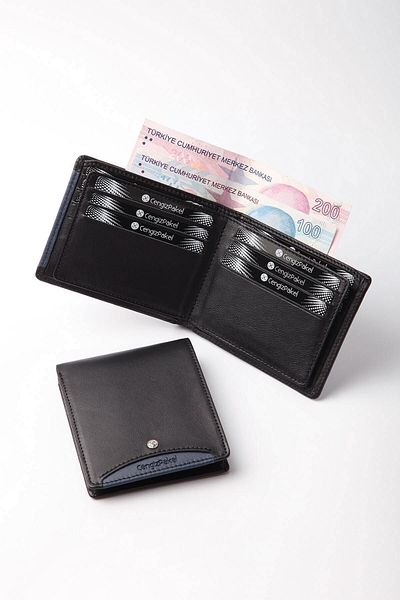 CENGİZ PAKEL Men's Black Genuine Leather Wallet - Parliament 27448t