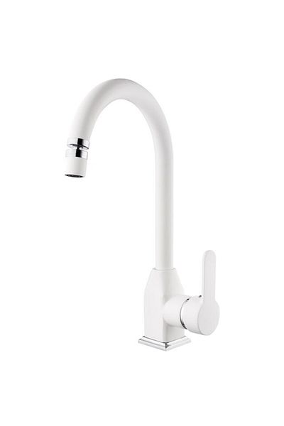 KARE Style Mix White Chrome Swan Sink Faucet Short Spout