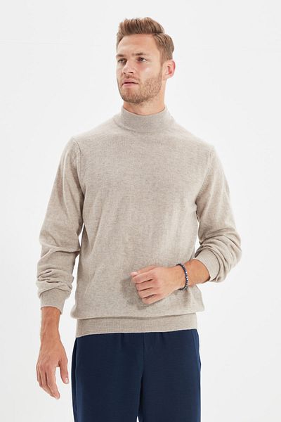 Trendyol Collection Beige Slim Fit Wollstrickpullover – halber Rollkragenpullover TMNAW21KZ1595