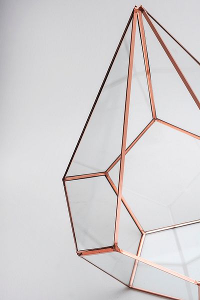 El Crea Designs 31x22x22cm Copper Rose Gold Chocolate Box Geometric Terrarium Prism Glass Jar Engagement Table Presentation