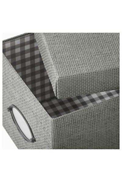 IKEA Kapaklı Kutu 18x25x15 Cm Gri Düzenleme-raf-ünite Kutusu Kulplu Toparlayıcı Kutu