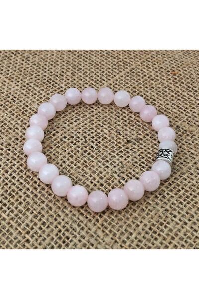 İMRAN DOĞALTAŞ 8 mm Pink Quartz Stone Natural Stone Bracelet - Imrbl00046
