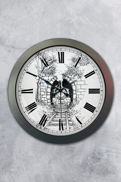Kasva Concept Gift 36 cm Black Metal Train Wall Clock